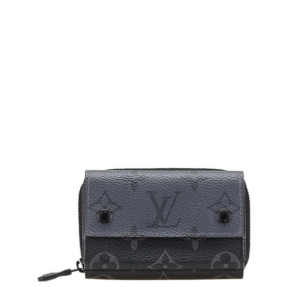 Louis Vuitton Eclipse Wallet Black Leather Black Organizer Zippy - Picture 1 of 8